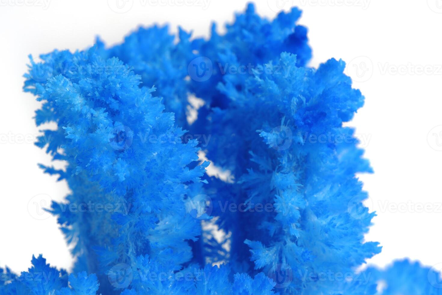 macro image bleu sel cristal sur blanc Contexte. photo