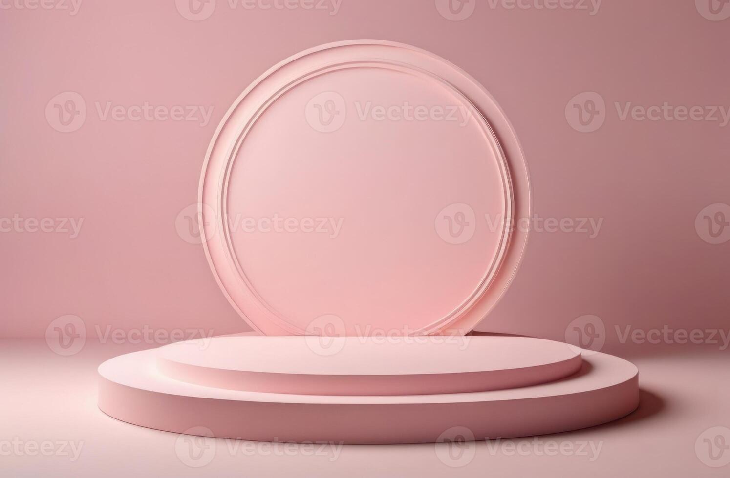 ai généré une Plate-forme pour le manifestation de produits de beauté et parfums, un vide rond rose podium, une étape modèle pour publicité, gratuit espace, pastel couleurs photo