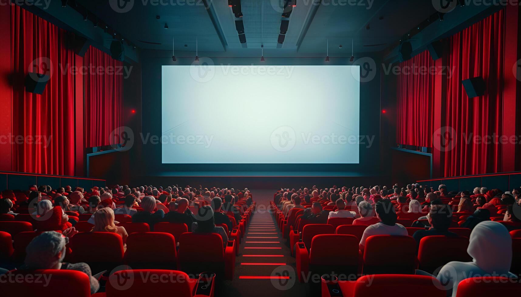 ai généré cinéma Vide large écran dans le cinéma salle photo