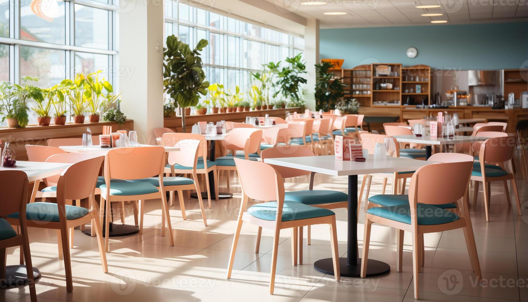 ai généré vide salle de cours avec moderne chaises et en bois bureaux pour apprentissage généré par ai photo