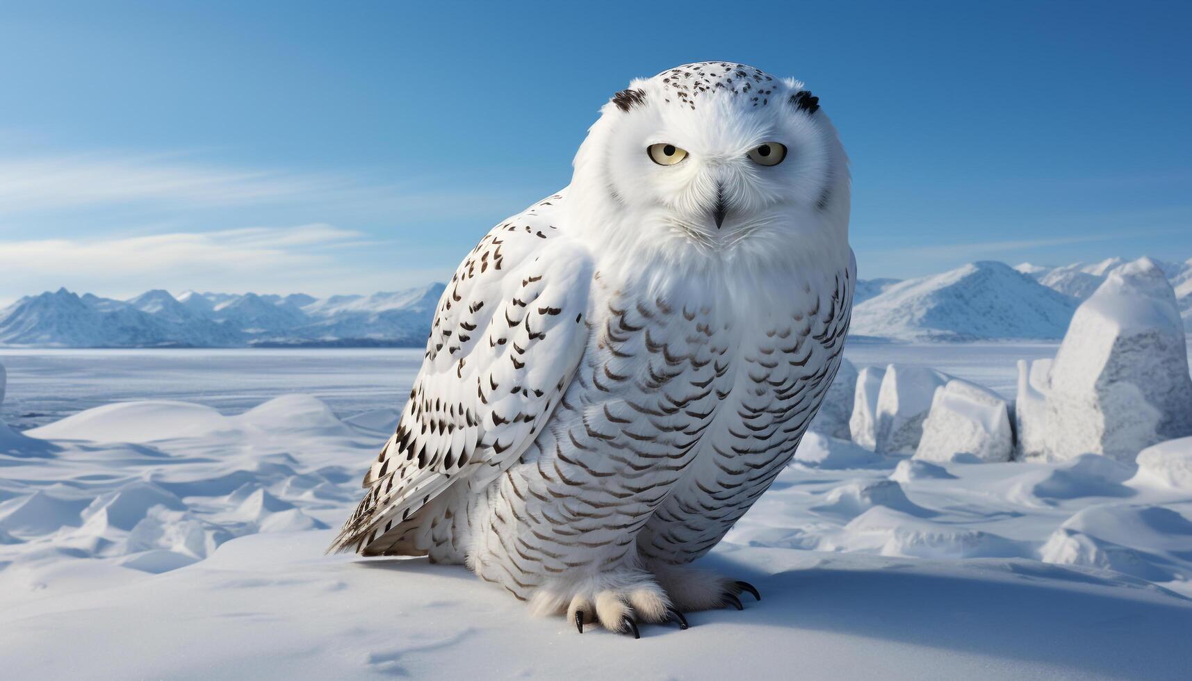 ai généré neigeux hibou perché sur neigeux montagne, majestueux et tranquille généré par ai photo