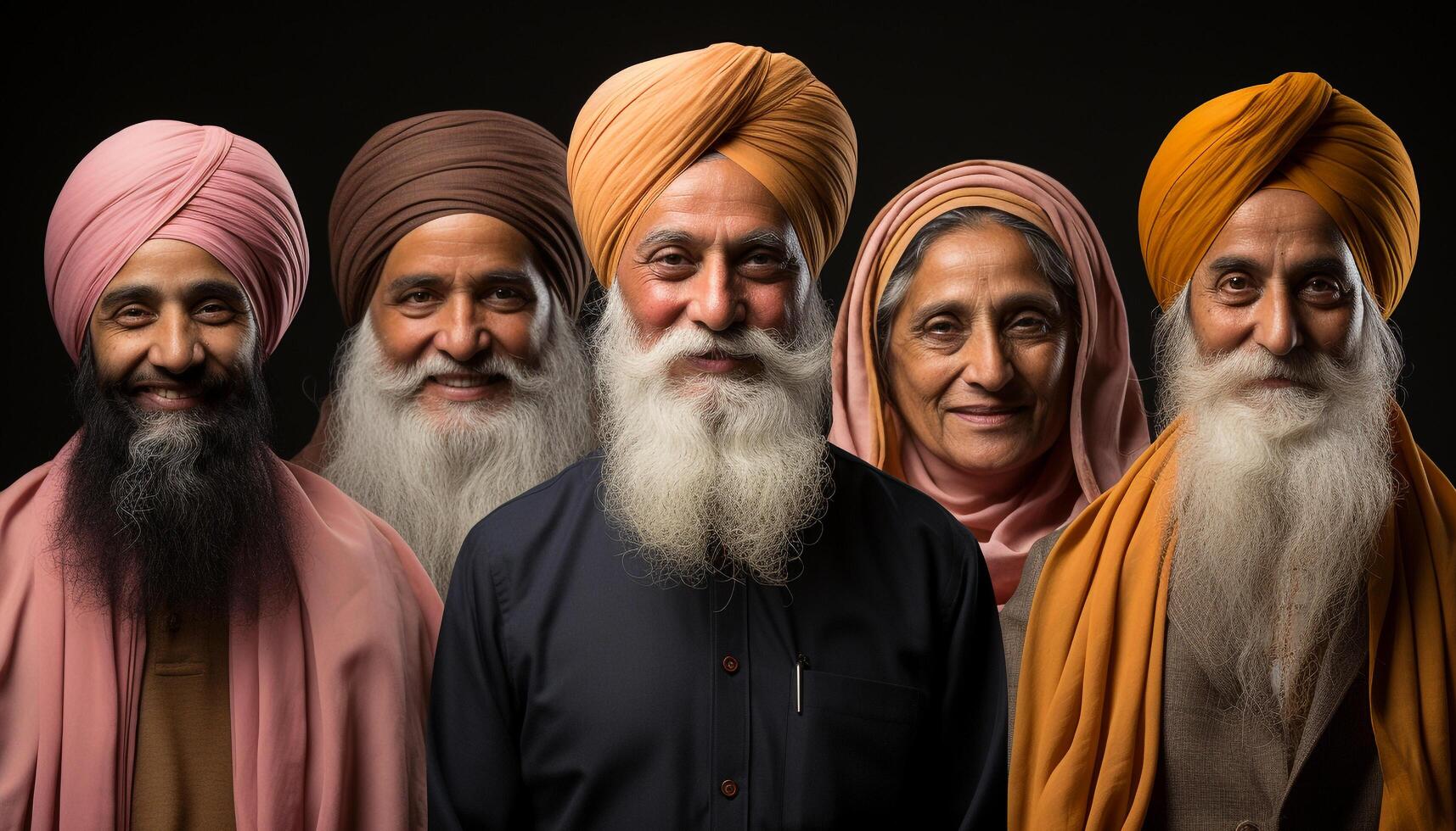 ai généré souriant Hommes dans traditionnel Vêtements célébrer Indien culture en plein air généré par ai photo