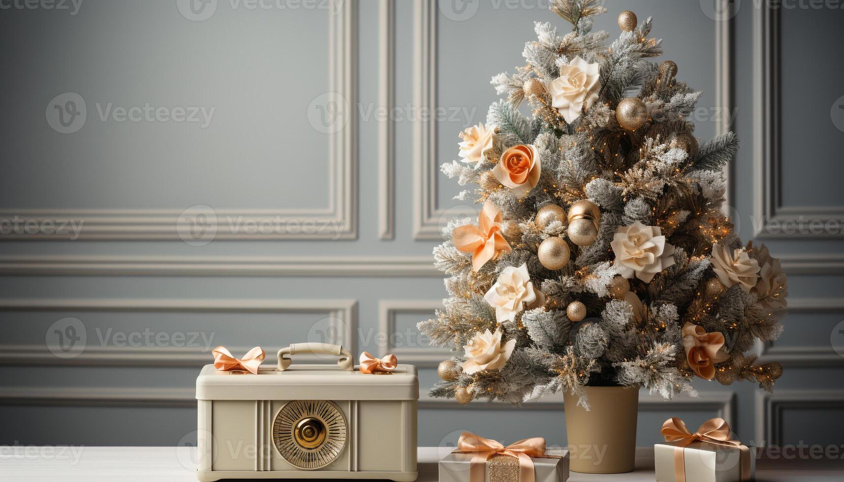 ai généré moderne Accueil intérieur avec une mignon, brillant Noël ornement décoration généré par ai photo