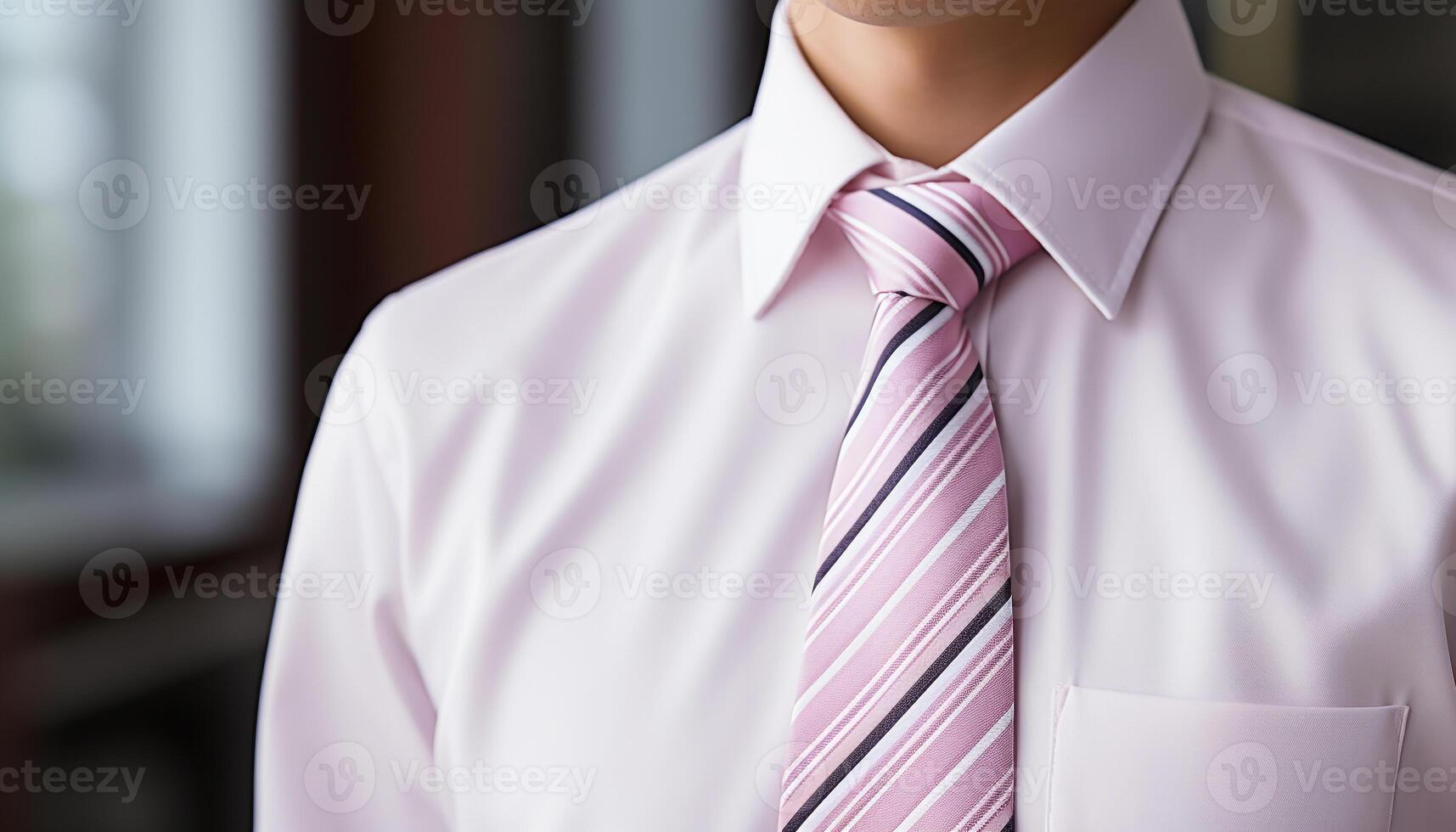 ai généré sur de soi homme d'affaire dans bleu chemise et cravate, travail dans Bureau généré par ai photo