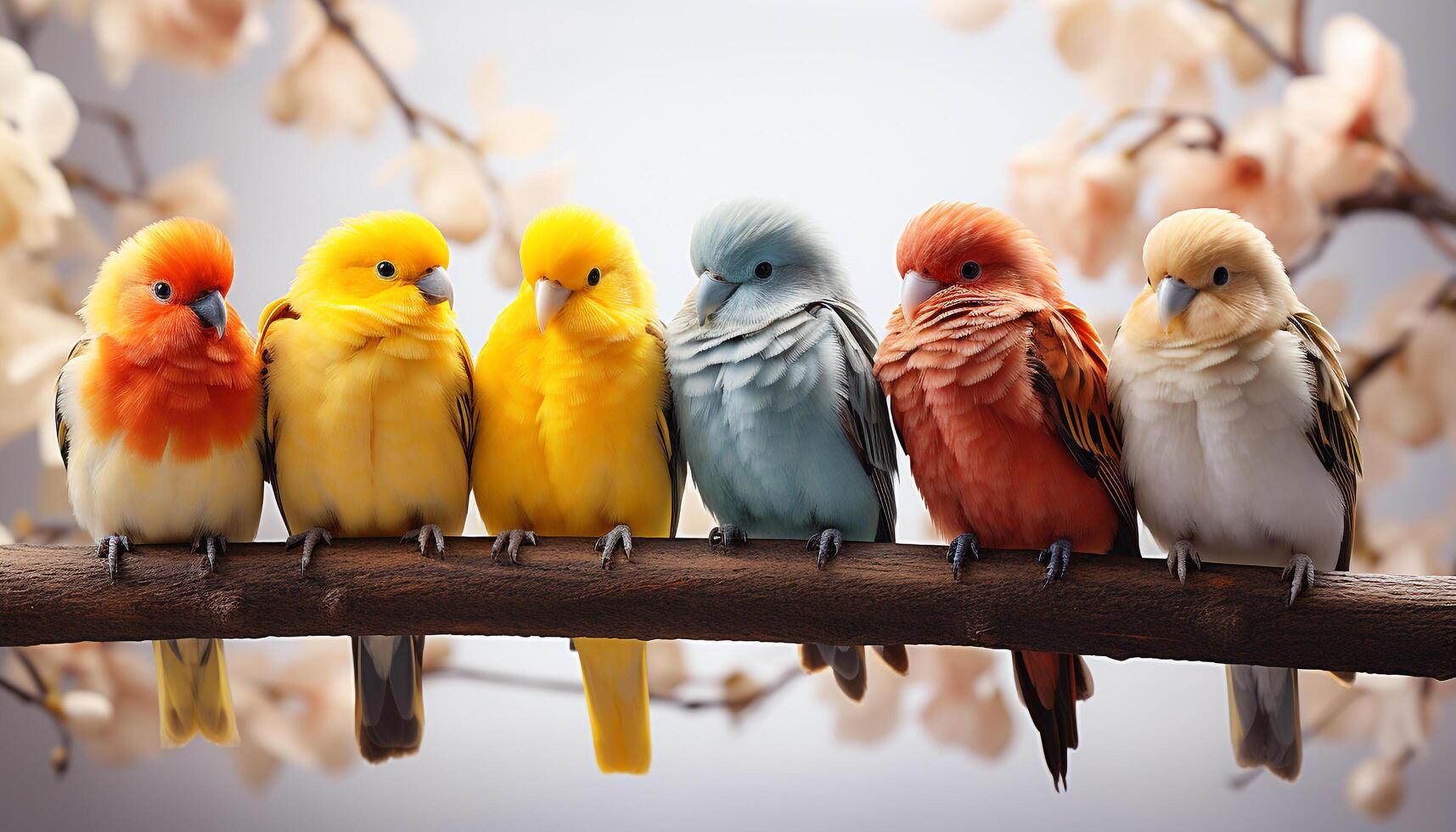 ai généré une mignon, multi coloré ara se percher sur une branche en plein air généré par ai photo