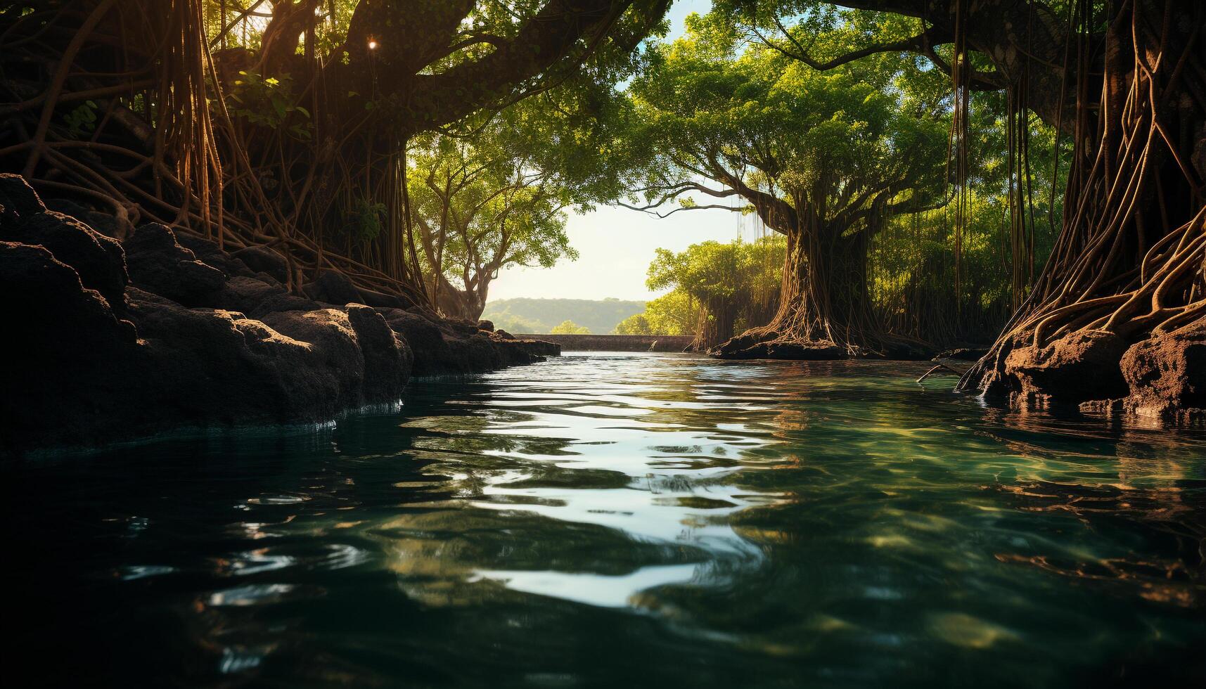 ai généré tranquille scène de une tropical forêt tropicale, reflétant beauté dans la nature généré par ai photo