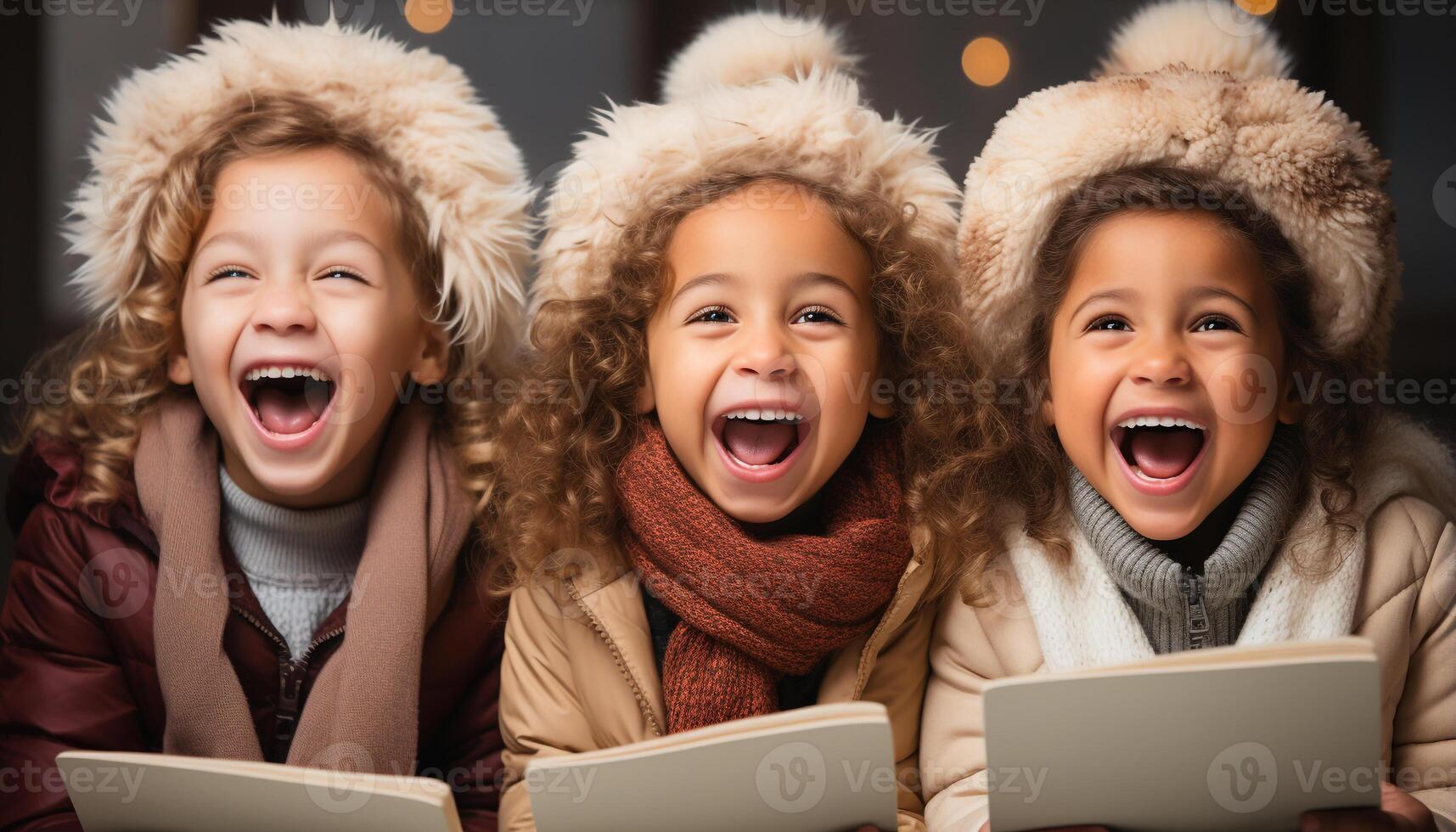 ai généré souriant enfant, de bonne humeur bonheur, mignonne les filles et garçons en jouant généré par ai photo