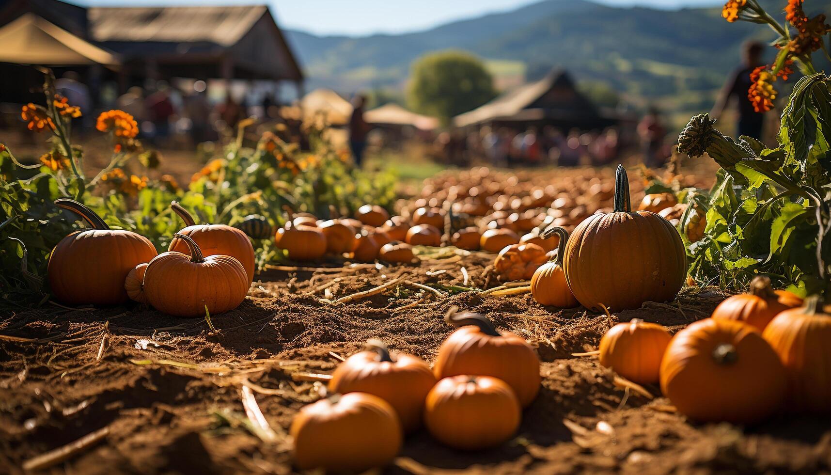 ai généré grand groupe de citrouille décorations pour effrayant Halloween fête généré par ai photo