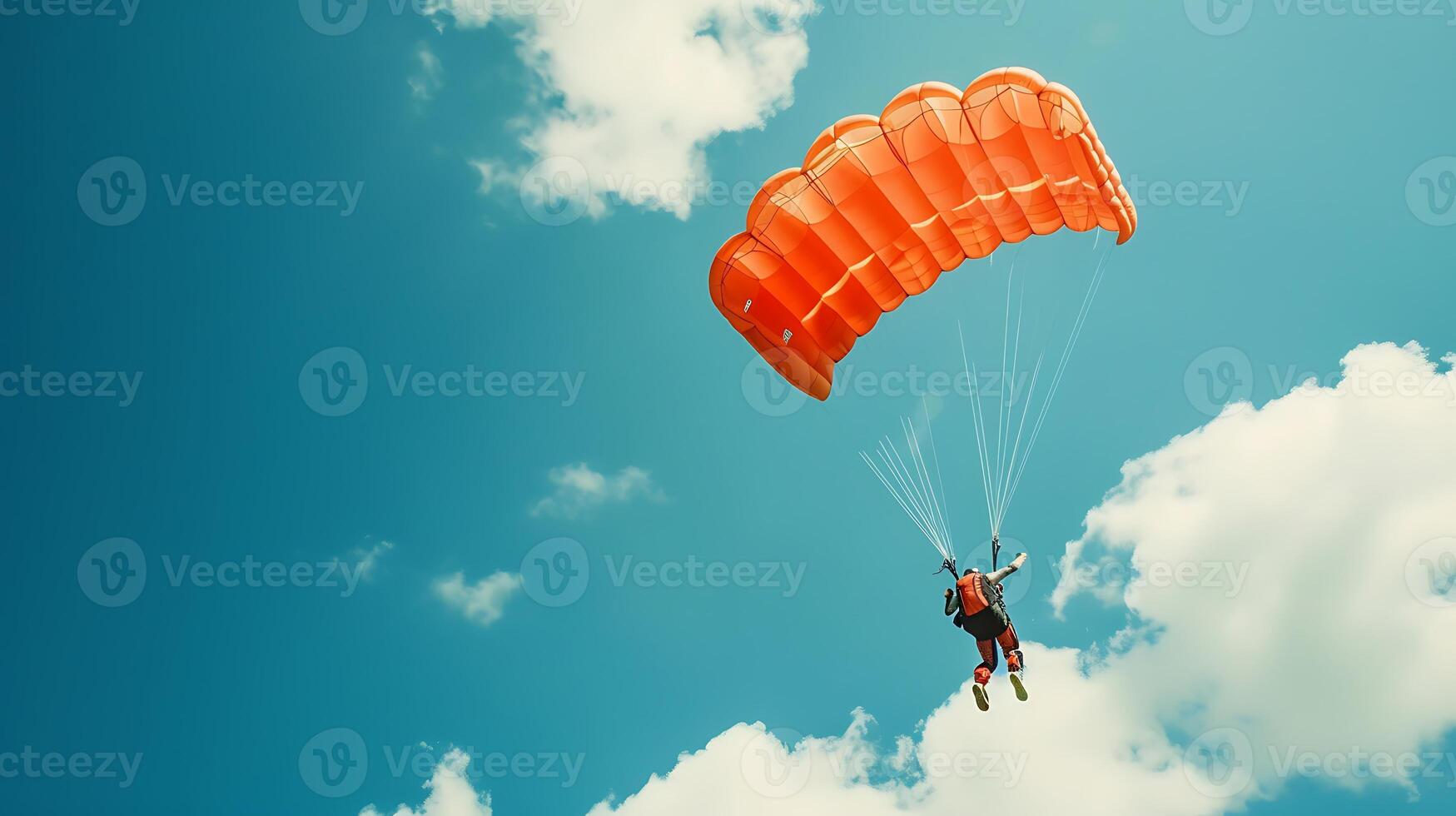 ai généré homme en volant par air en portant parachute. génératif ai. photo