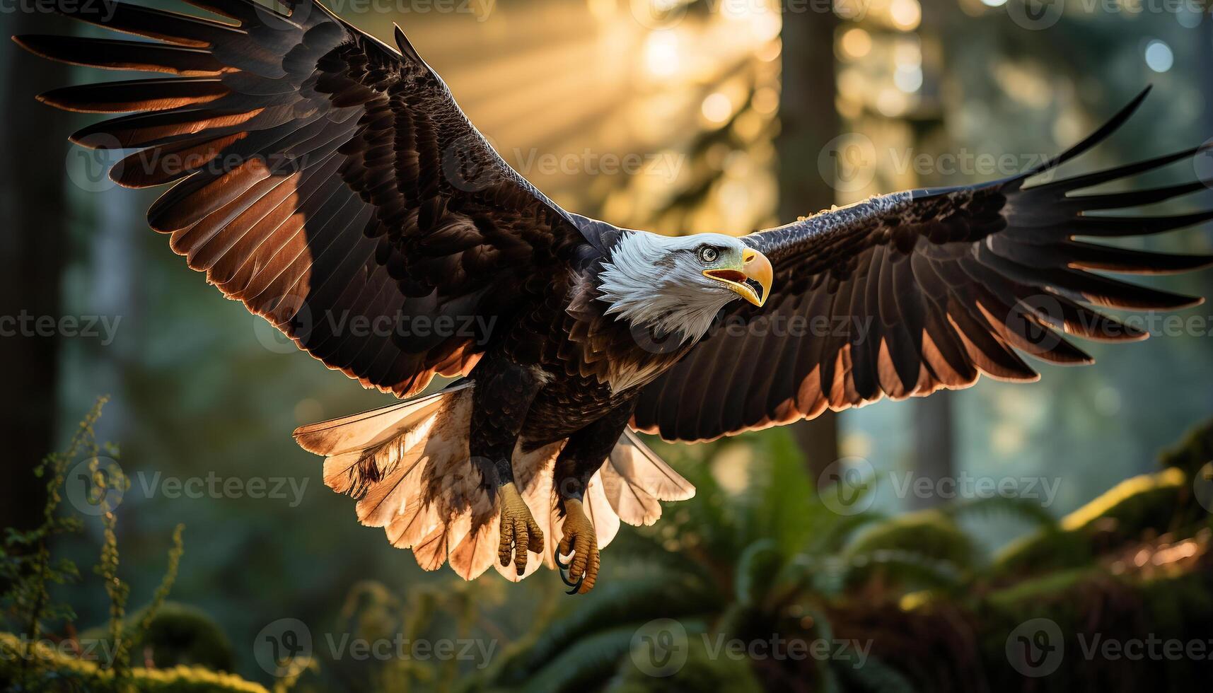 ai généré majestueux chauve Aigle planant, symbole de liberté dans la nature généré par ai photo