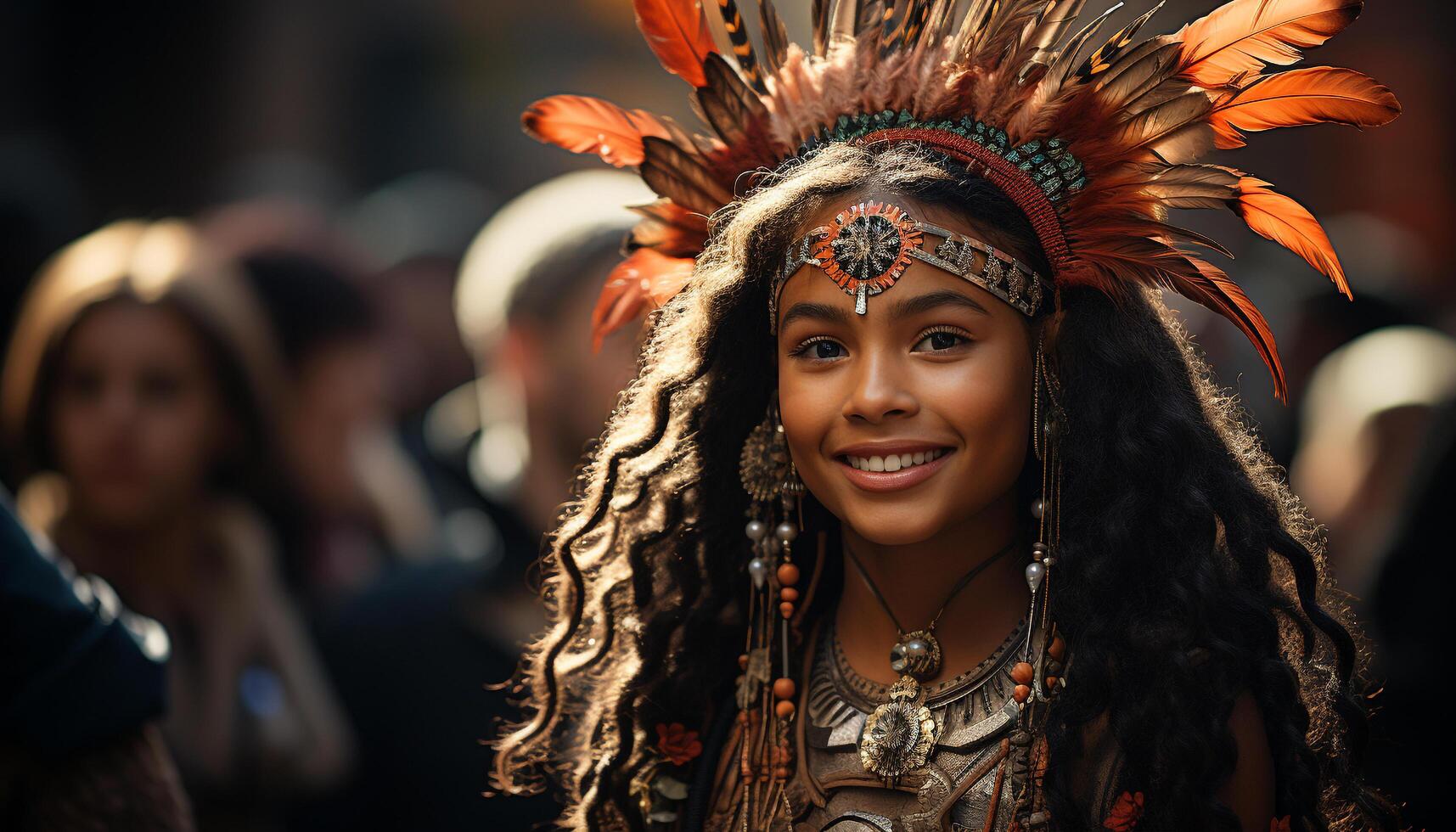 ai généré Jeune femmes dans traditionnel Vêtements célébrer brésilien culture à nuit généré par ai photo