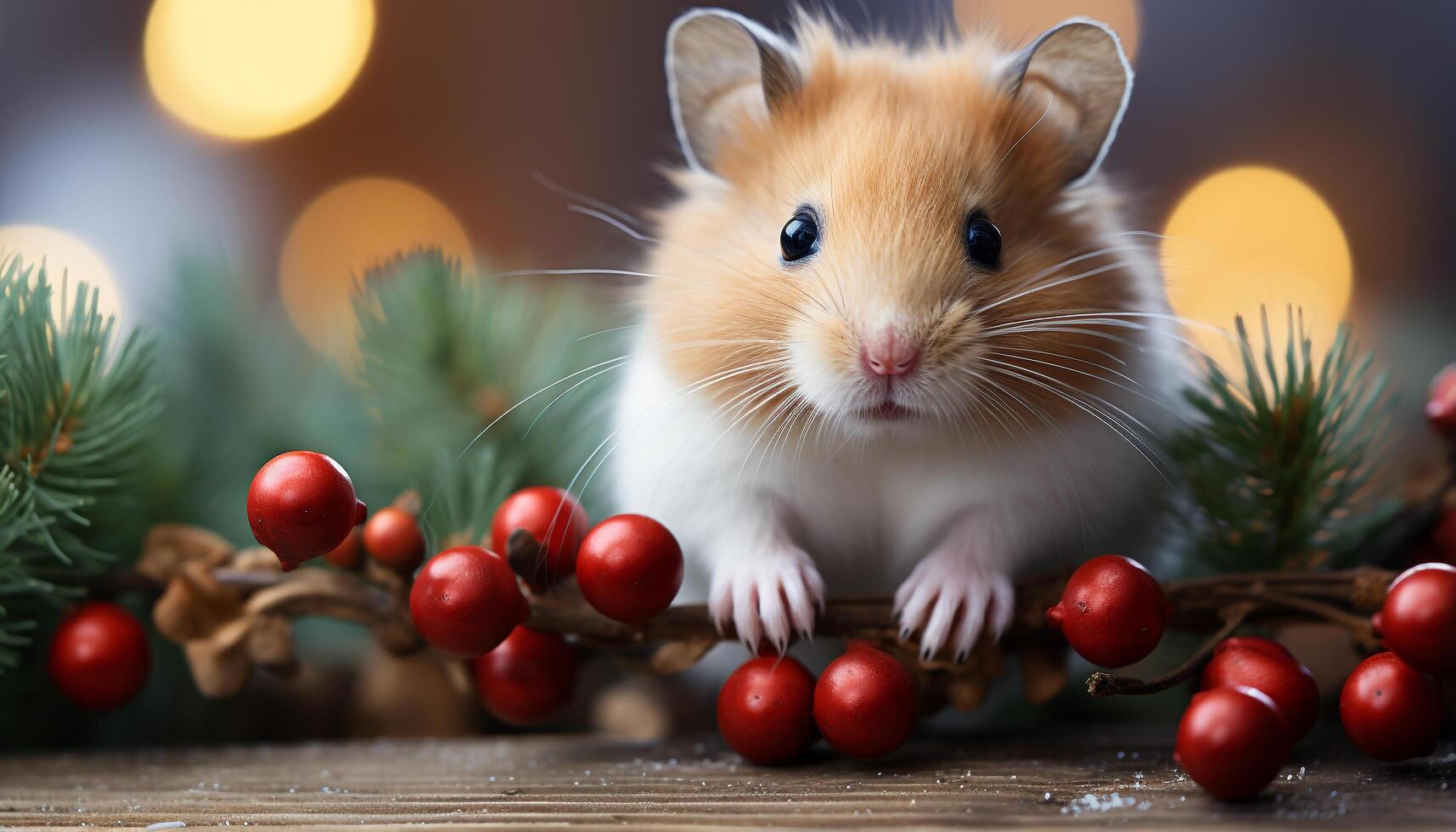 ai généré mignonne petit rongeur sur bois bifurquer, duveteux cadeau pour fête généré par ai photo