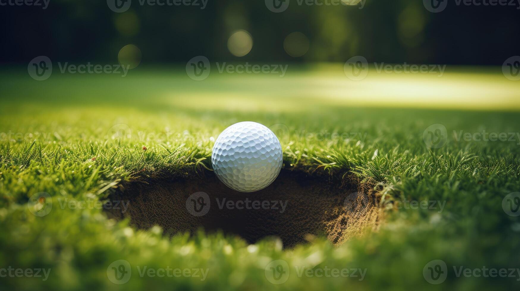 ai généré le golf Balle près le trou, capturer le anticipation de une réussi putt. ai généré. photo