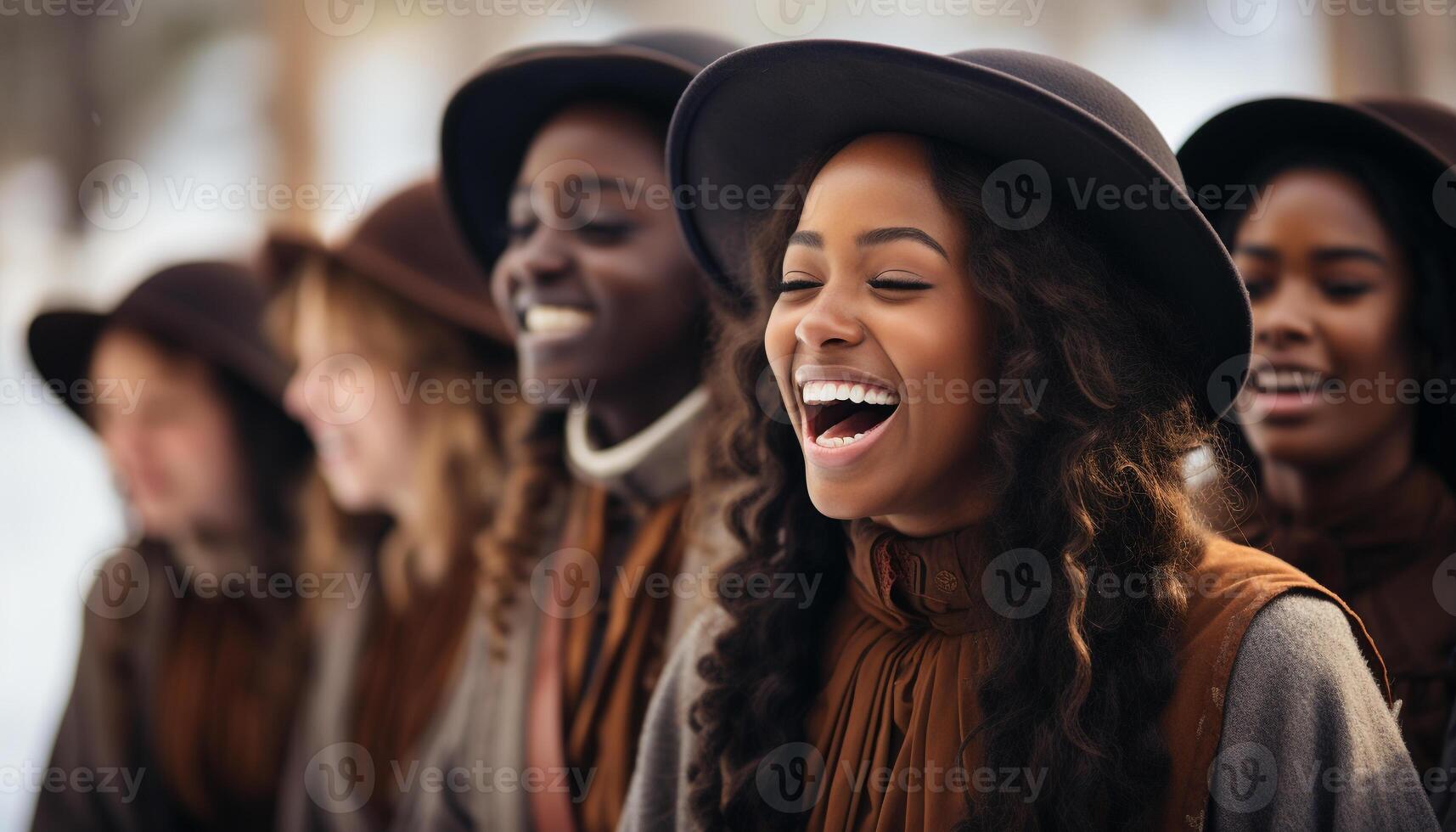 ai généré Jeune adultes profiter Extérieur amusant, souriant et en riant dans relation amicale généré par ai photo