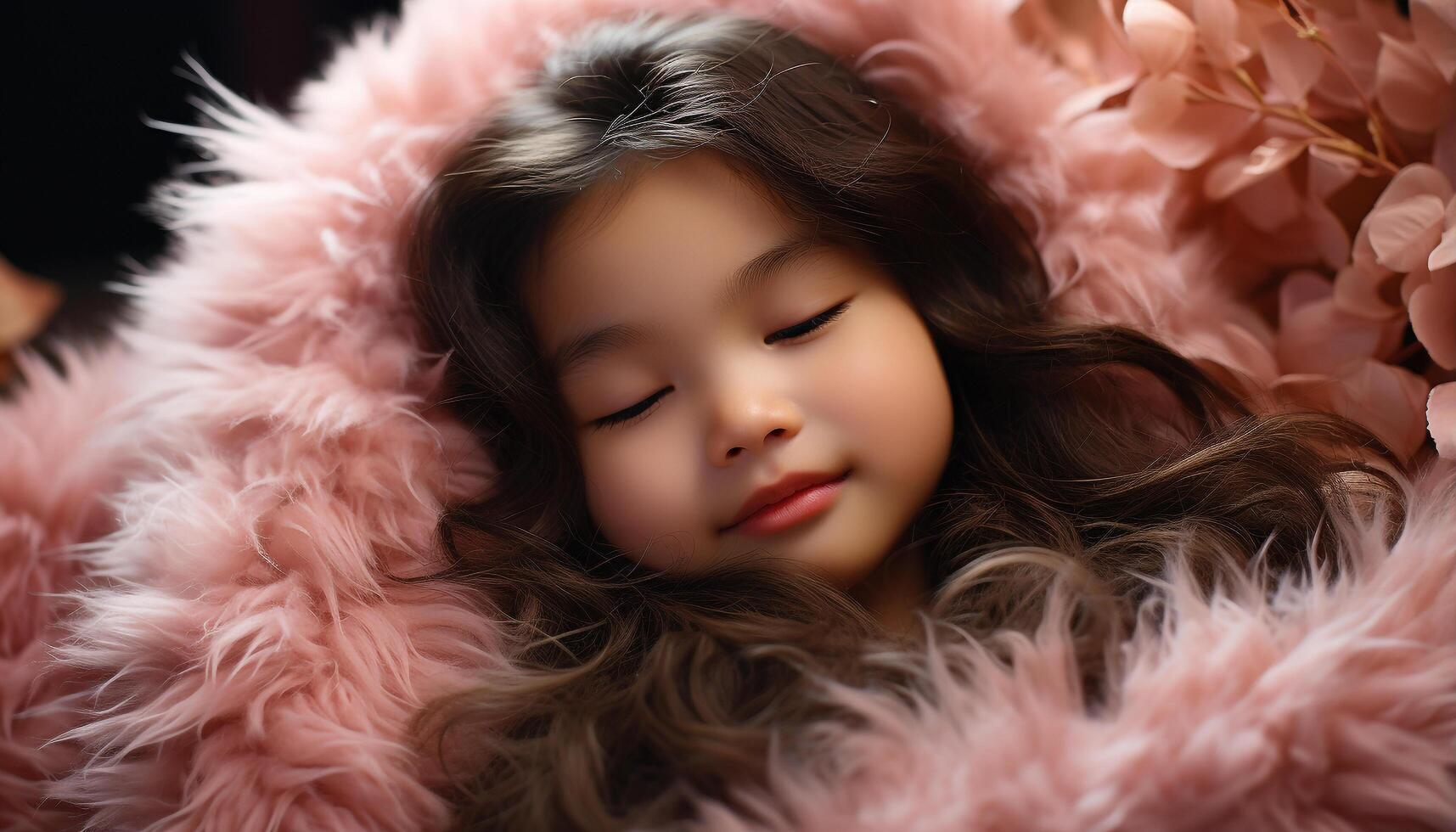 ai généré mignonne enfant, souriant fille, beauté dans hiver mode généré par ai photo