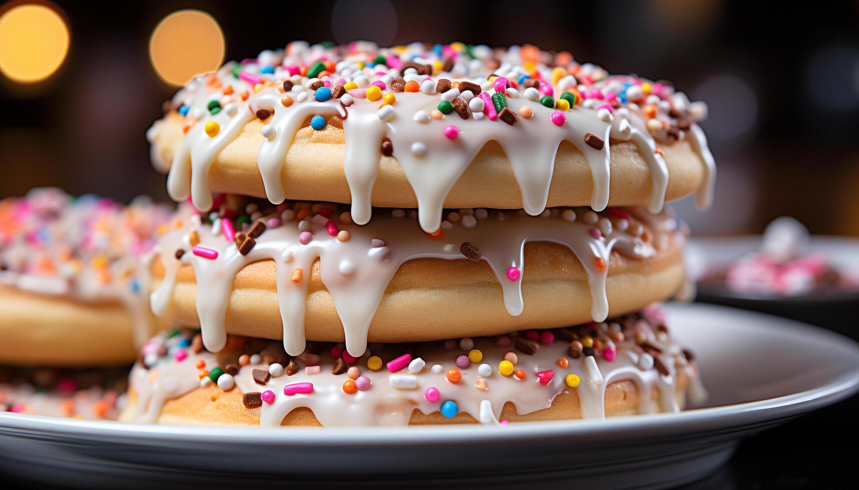 ai généré fait maison cuit Pâtisserie article avec coloré glaçage et Chocolat décoration généré par ai photo