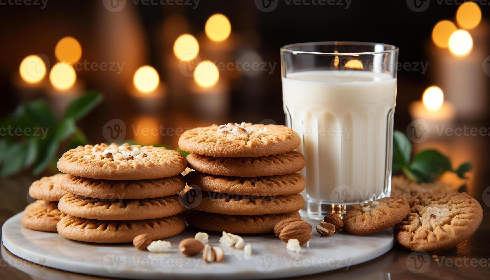 ai généré fraîchement cuit Chocolat puce biscuits sur une rustique en bois table généré par ai photo