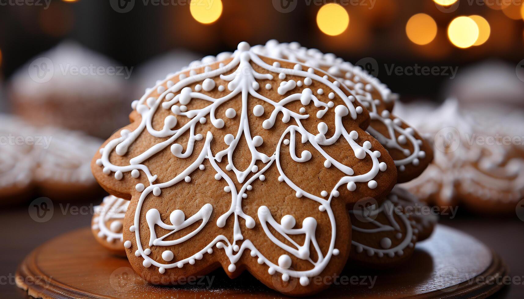 ai généré fait maison pain d'épice biscuits décorer le tableau, une hiver tradition généré par ai photo
