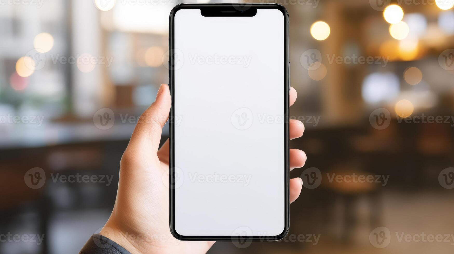 ai généré Humain main détient mobile téléphone maquette avec Vide blanc filtrer, parfait pour mettant en valeur numérique conceptions. ai généré photo