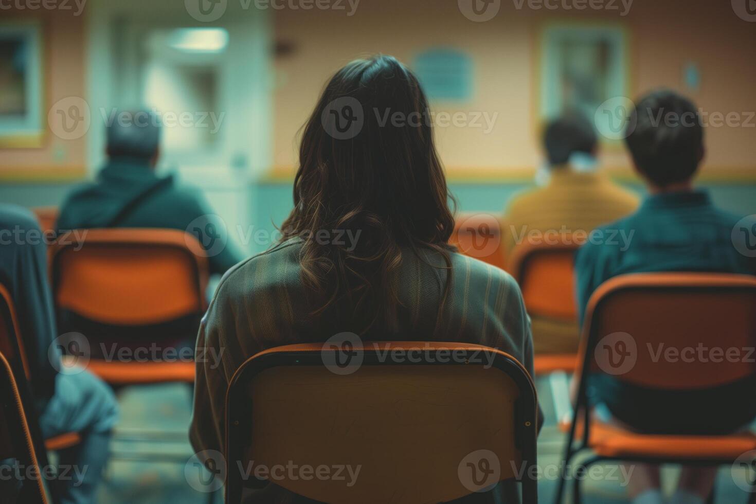 ai généré gens séance dans chaises avec des thérapeutes, dans le style de ample gestes photo