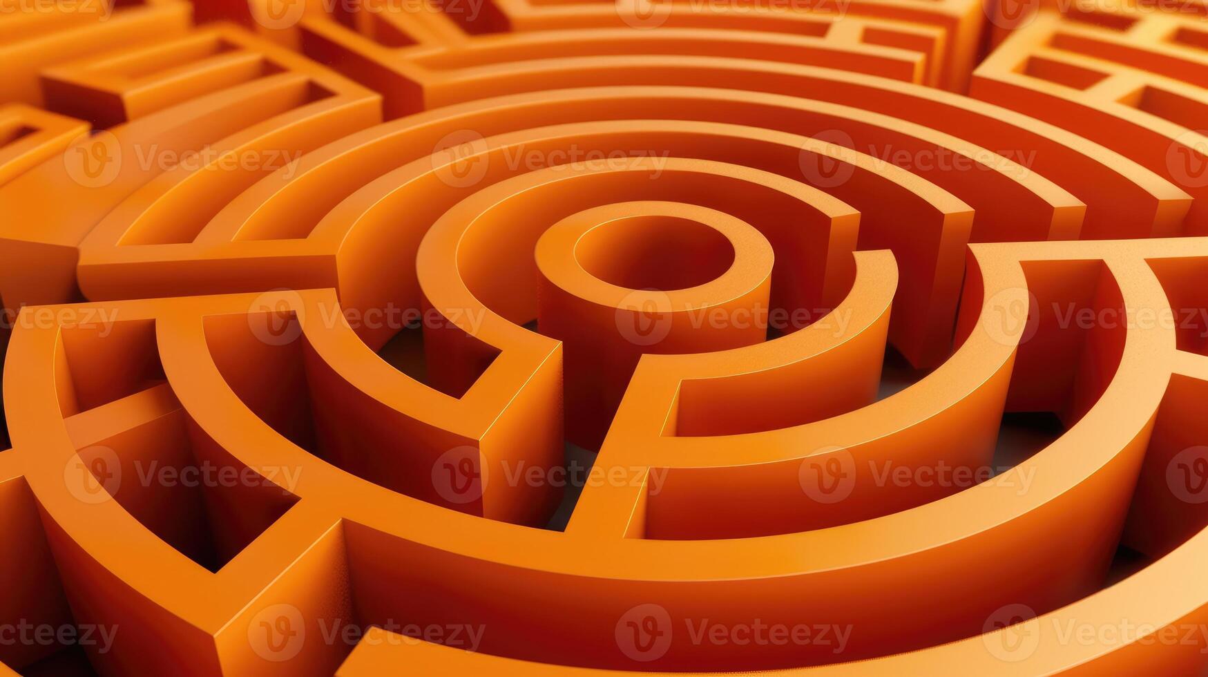 ai généré naviguer par un intrigant Orange Labyrinthe de premier plan à une circulaire centre, ai généré. photo