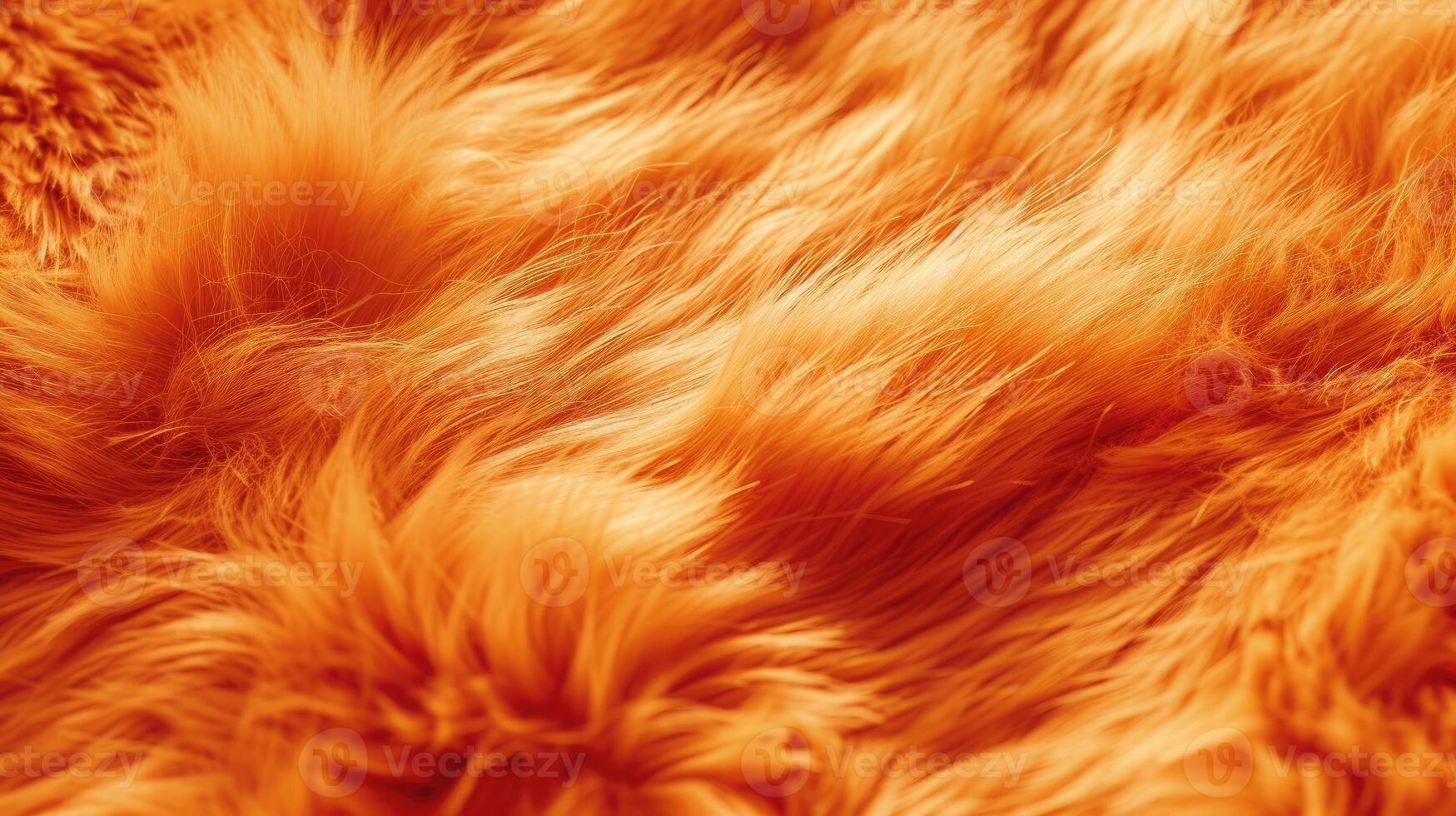 ai généré fermer de vibrant Orange fourrure texture, une tactile Contexte avec chaleur et richesse, ai généré. photo