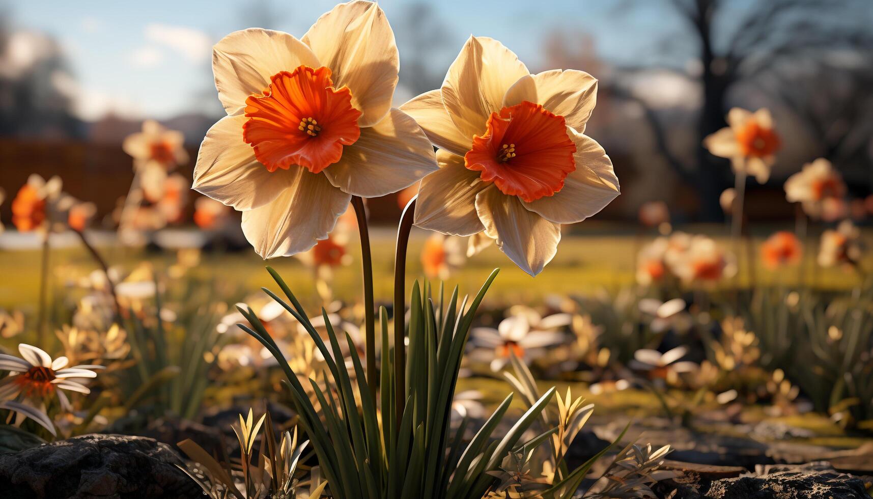 ai généré une vibrant Prairie de multi coloré fleurs dans le été généré par ai photo