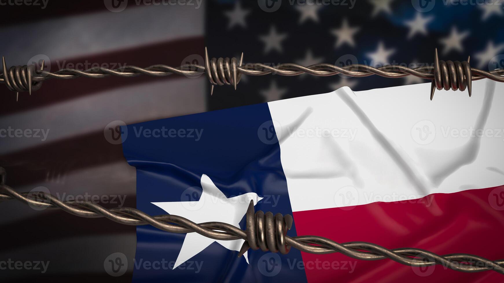 le Texas drapeau sur uni étape de Amérique Contexte 3d le rendu. photo