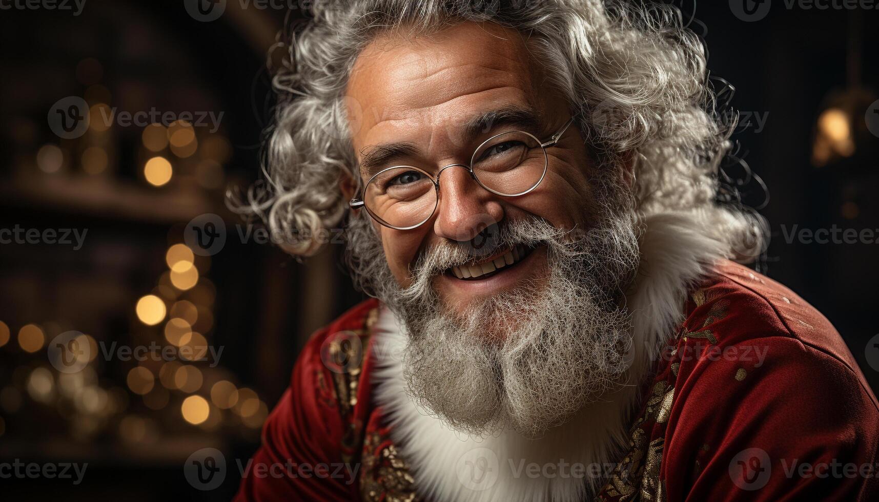 ai généré souriant Sénior homme avec gris cheveux fête retraite à l'intérieur généré par ai photo