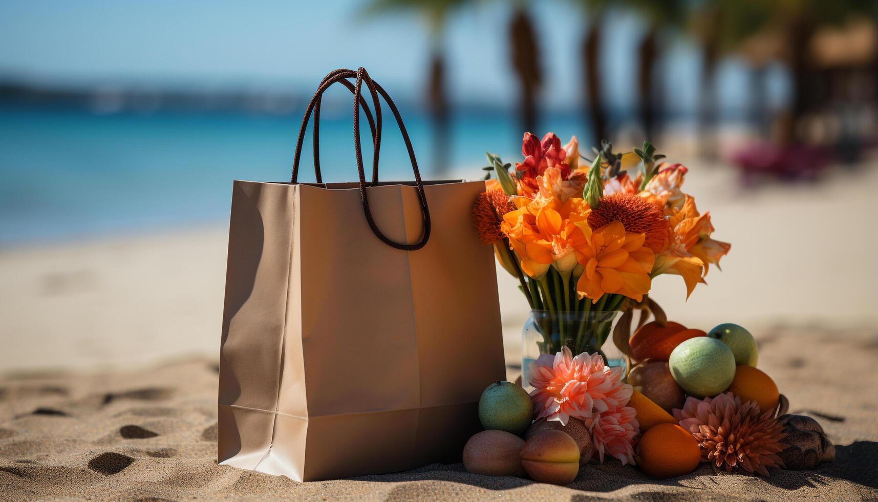 ai généré vente au détail boutique des offres multi coloré cadeau Sacs pour été achats généré par ai photo