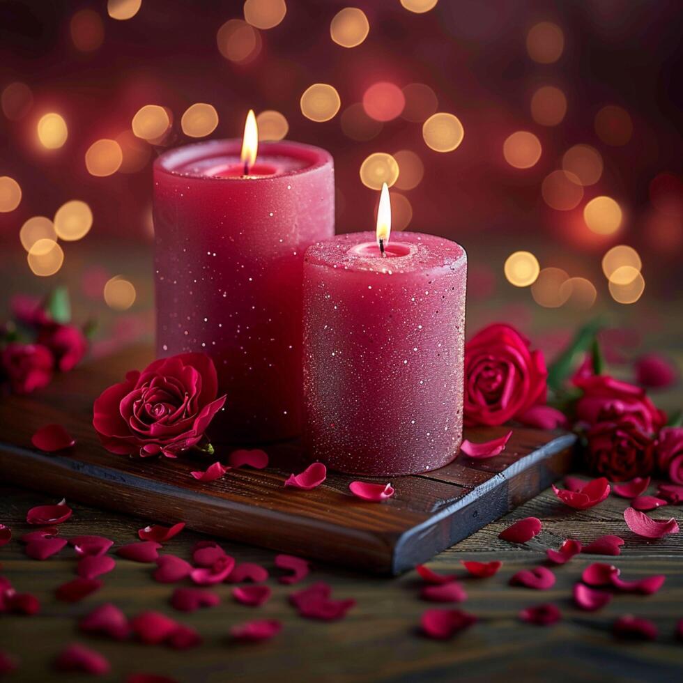 ai généré Fait main l'amour valentines journée bougies créer une romantique Contexte pour social médias Publier Taille photo