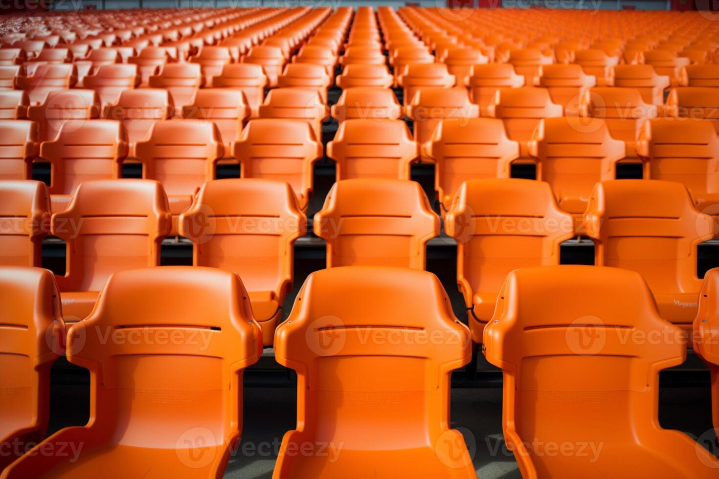 ai généré football anticipation vide Orange des places attendre Ventilateurs à stade Lignes photo