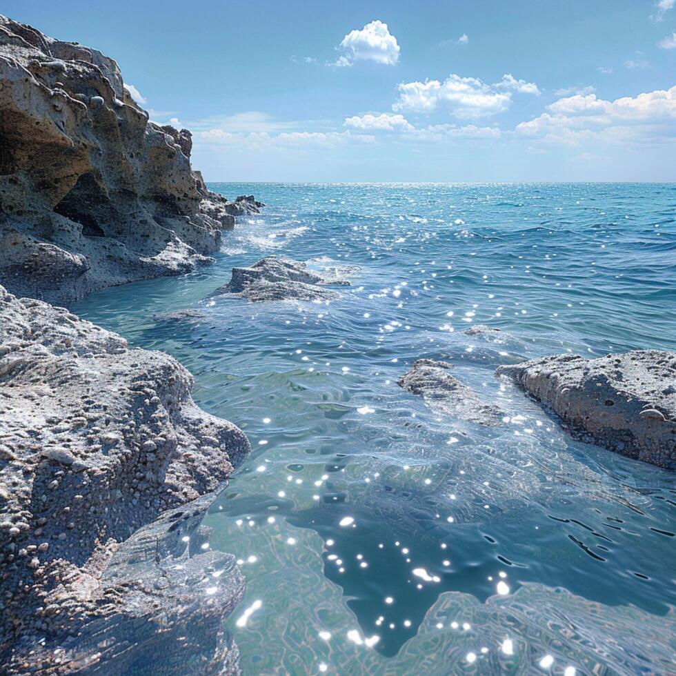 ai généré côtier beauté littoral textures contre une serein bleu paysage marin toile de fond pour social médias Publier Taille photo