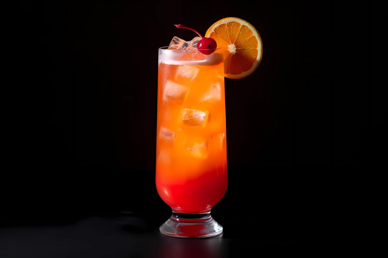 ai généré ouragan - originaire dans le uni États, fabriqué avec rhum, passion fruit sirop, citron jus, et grenadine photo