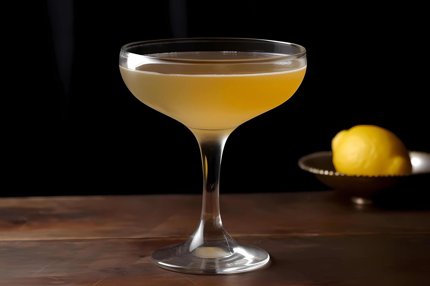 ai généré pénicilline - originaire dans le uni États, fabriqué avec scotch whisky, miel-gingembre sirop, citron jus, et islay scotch flotte photo