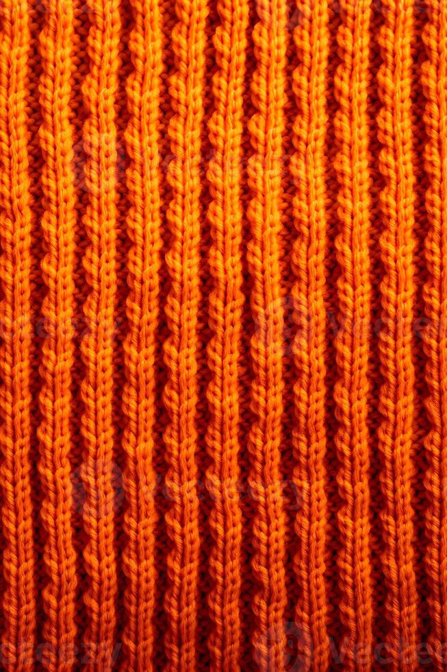 ai généré proche en haut de Orange tricoté Matériel texture. génératif ai photo