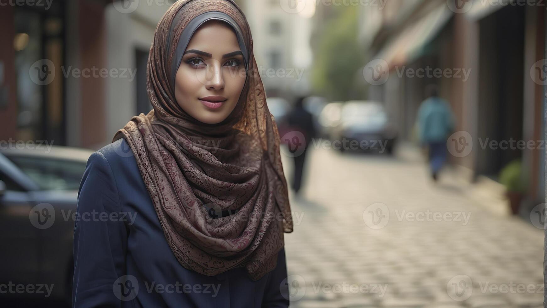 ai généré portrait de une jolie Jeune musulman femme, portrait de une femme, jolie musulman femme photo