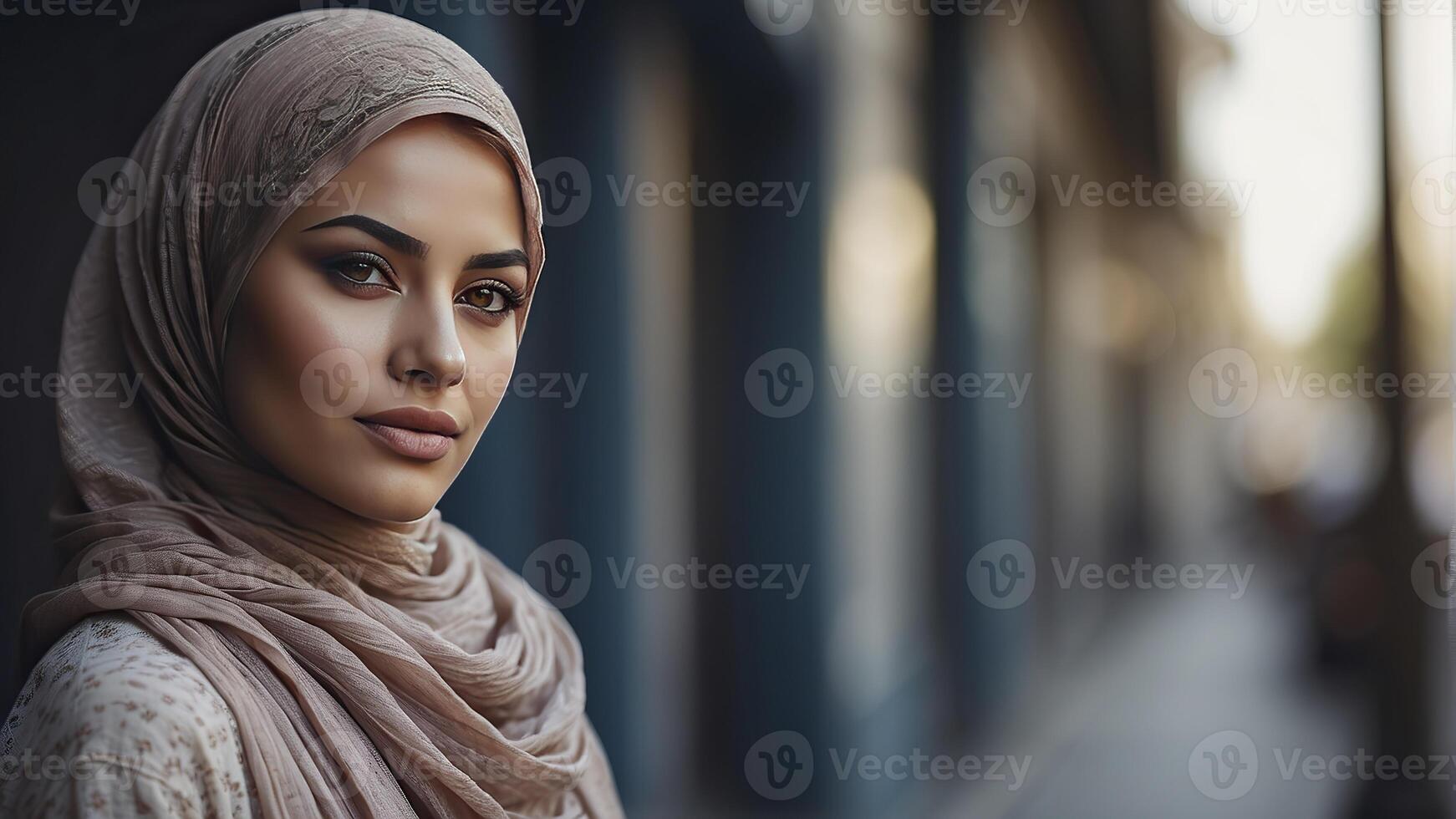 ai généré portrait de une jolie Jeune musulman femme, portrait de une femme, jolie musulman femme photo