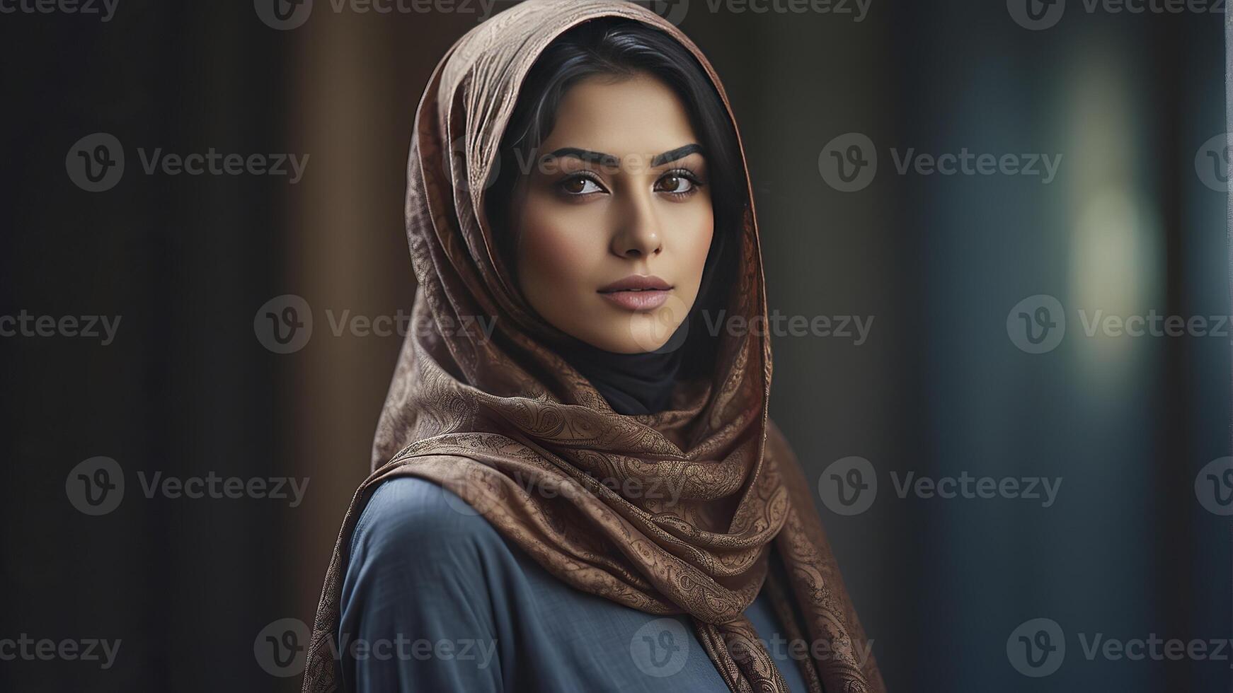 ai généré portrait de une jolie Jeune musulman femme, portrait de une femme, jolie musulman femme photo