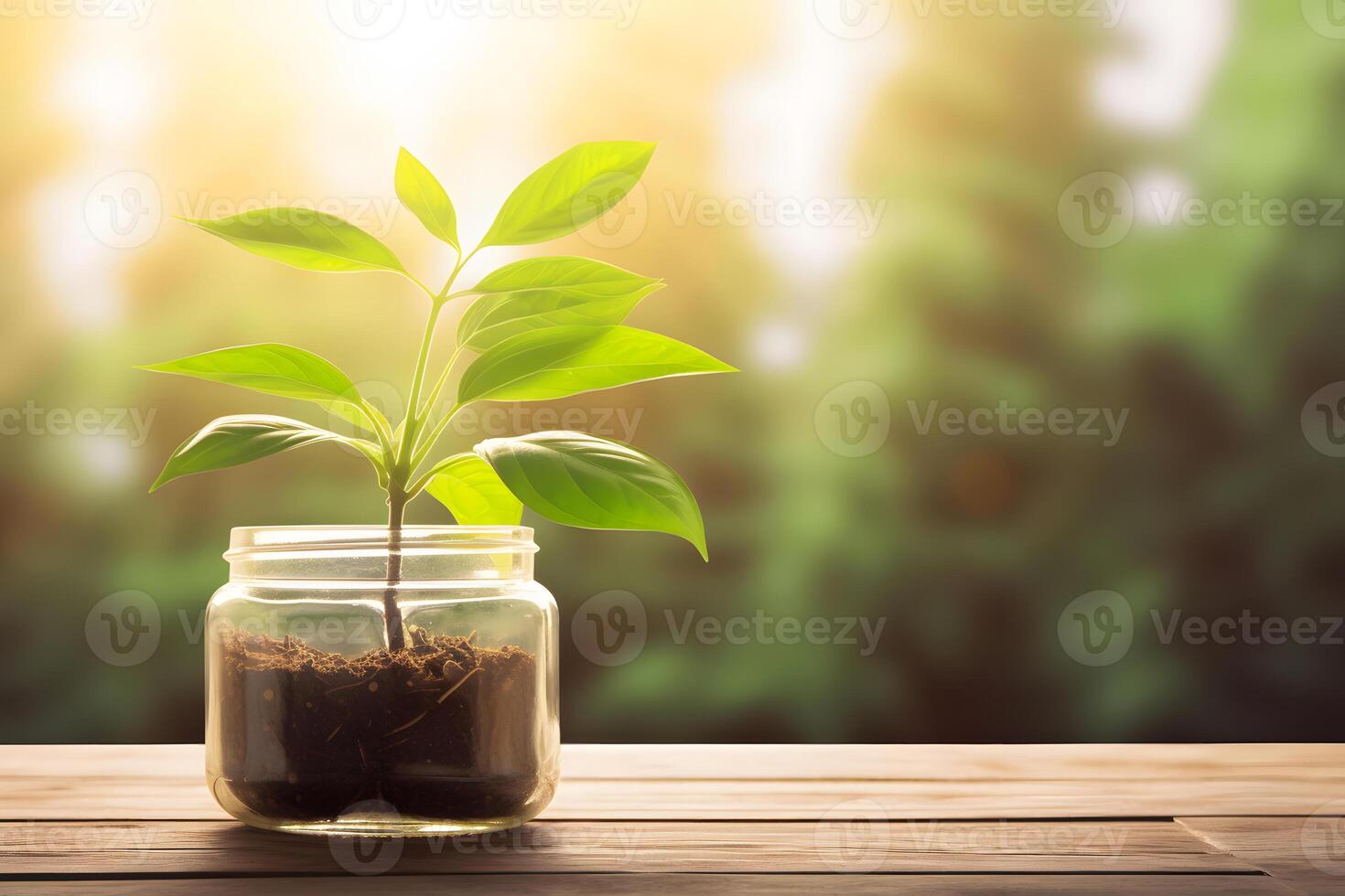 ai généré croissance plante dans une verre pot. neural réseau ai généré photo