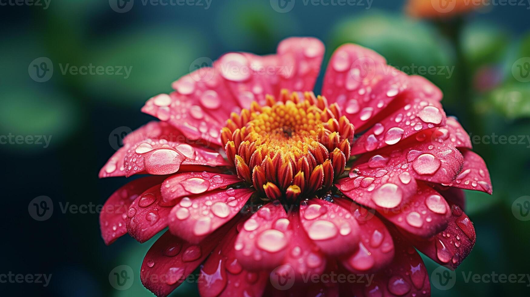 ai généré fleur lilas zinnia fleur sur une vert Contexte sur une été journée macro la photographie. photo