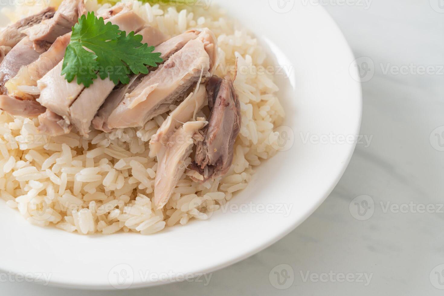 riz au poulet hainanais ou riz vapeur au poulet photo