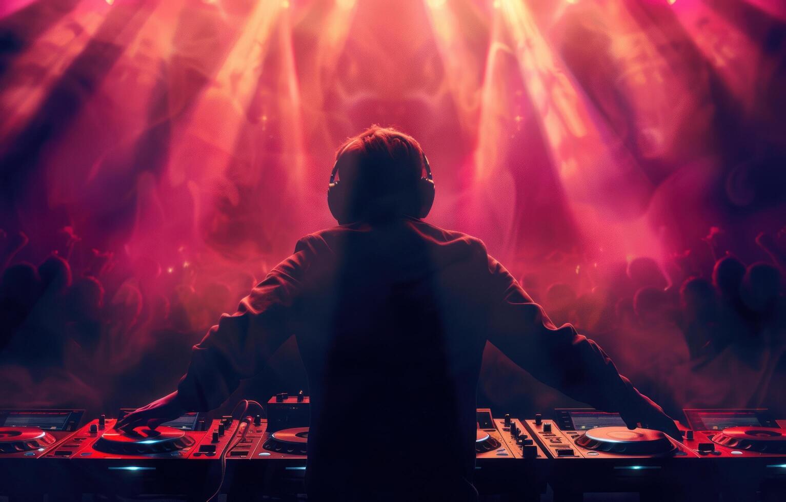 ai généré une silhouette de le dj en jouant à une fête photo