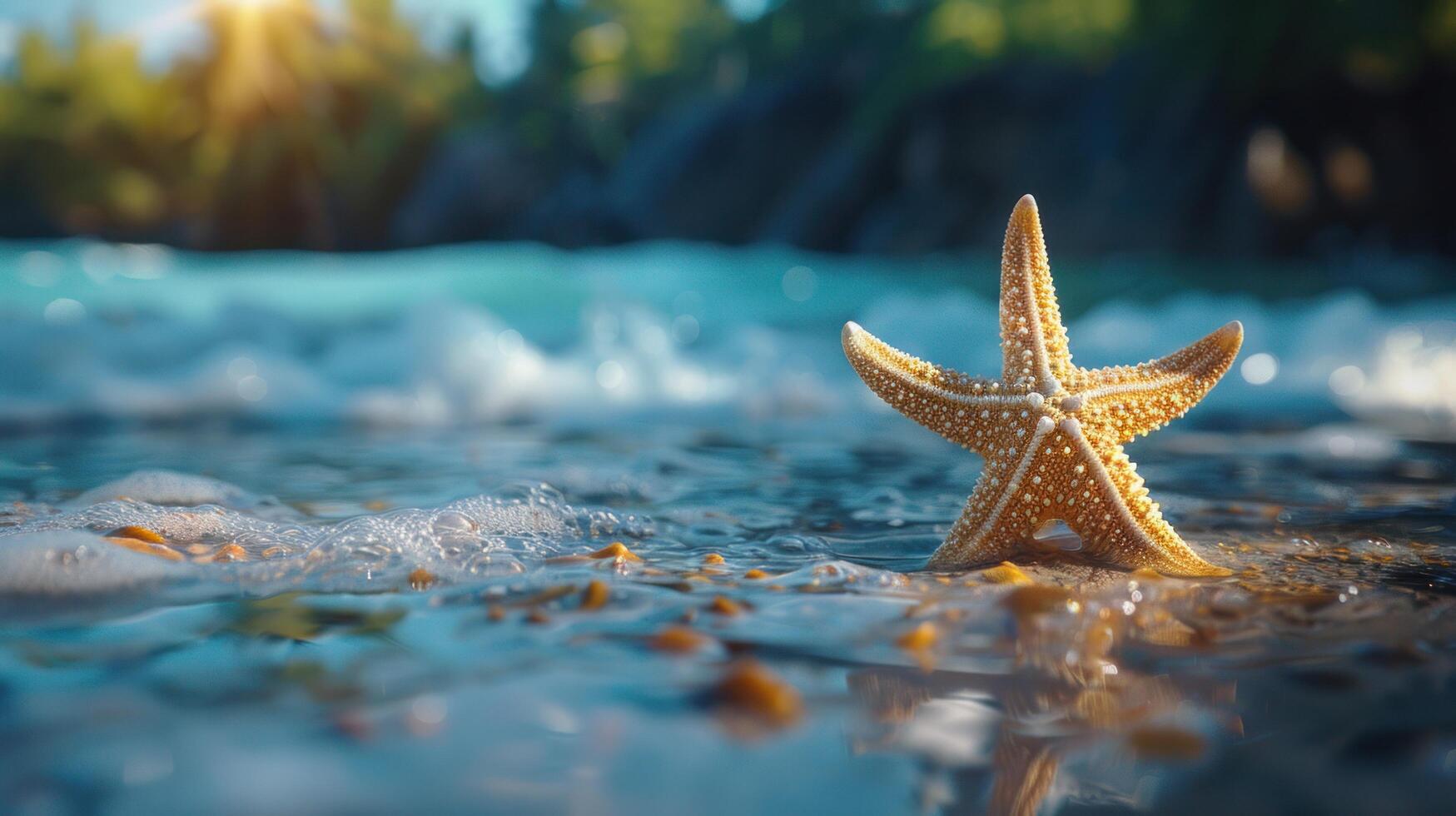 ai généré étoile de mer sur le plage avec copie espace. été temps photo