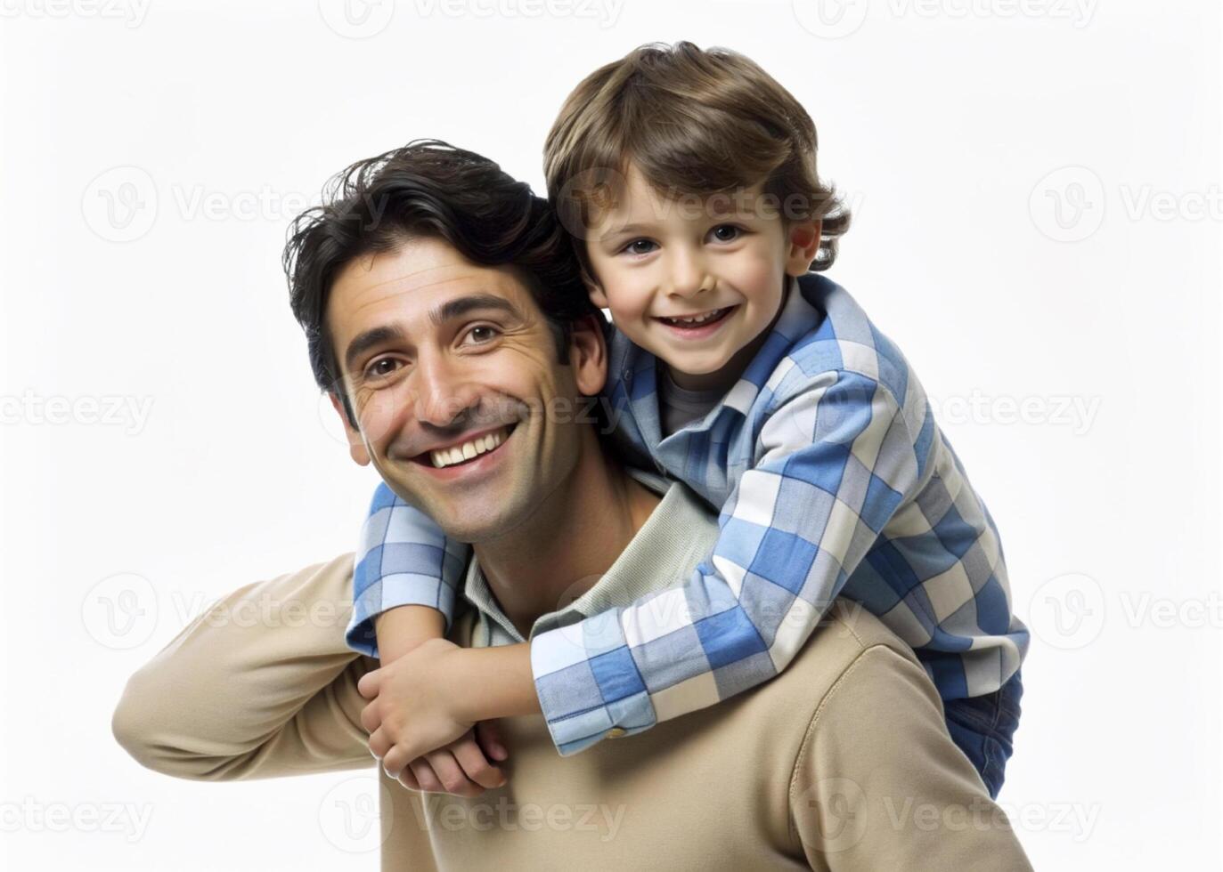 ai généré père et fils ayant amusement Extérieur photo