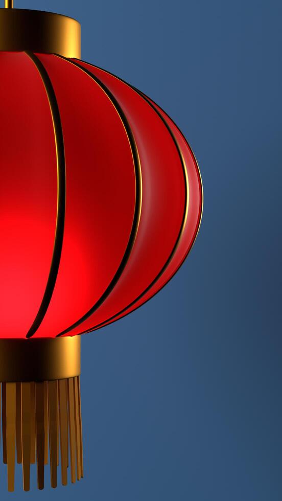 3d illustration de rouge lanterne avec bleu Contexte. bien pour Contexte et social médias Ressource photo