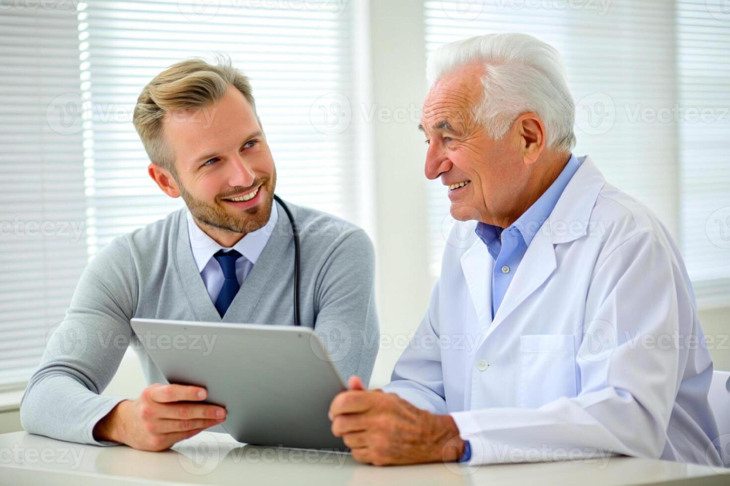 ai généré Sénior patient ayant consultation avec médecin dans Bureau photo