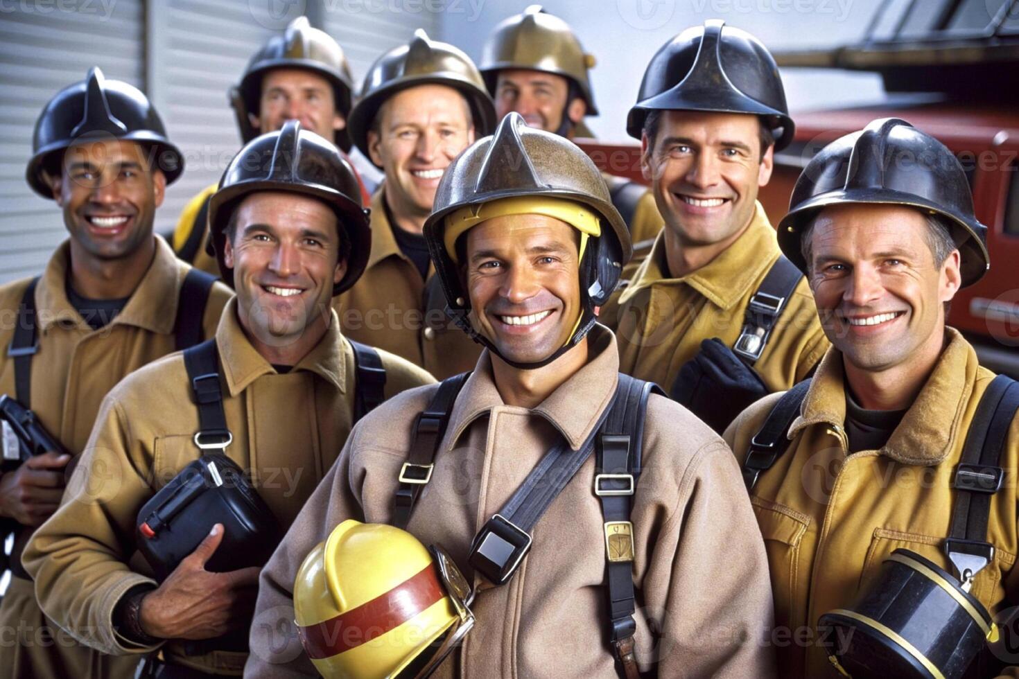 ai généré sapeur pompier équipe un service photo