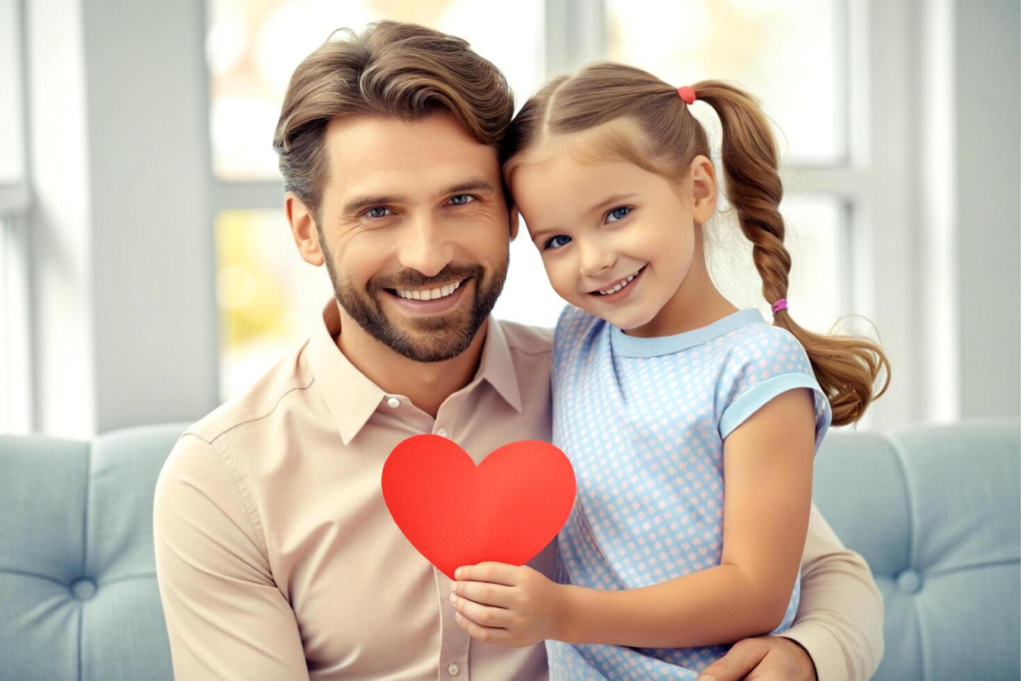 ai généré je l'amour toi, papa Jeune homme à Accueil avec le sien peu mignonne fille photo