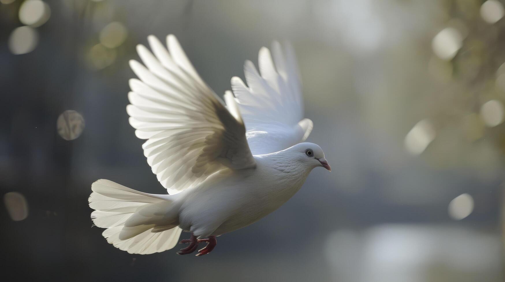 ai généré blanc Colombe dans en volant photo